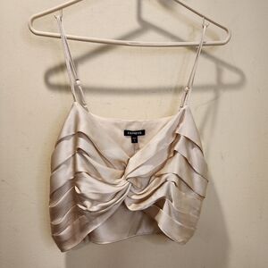Express Women's Cream Satin Crop Top Size XL NWT
